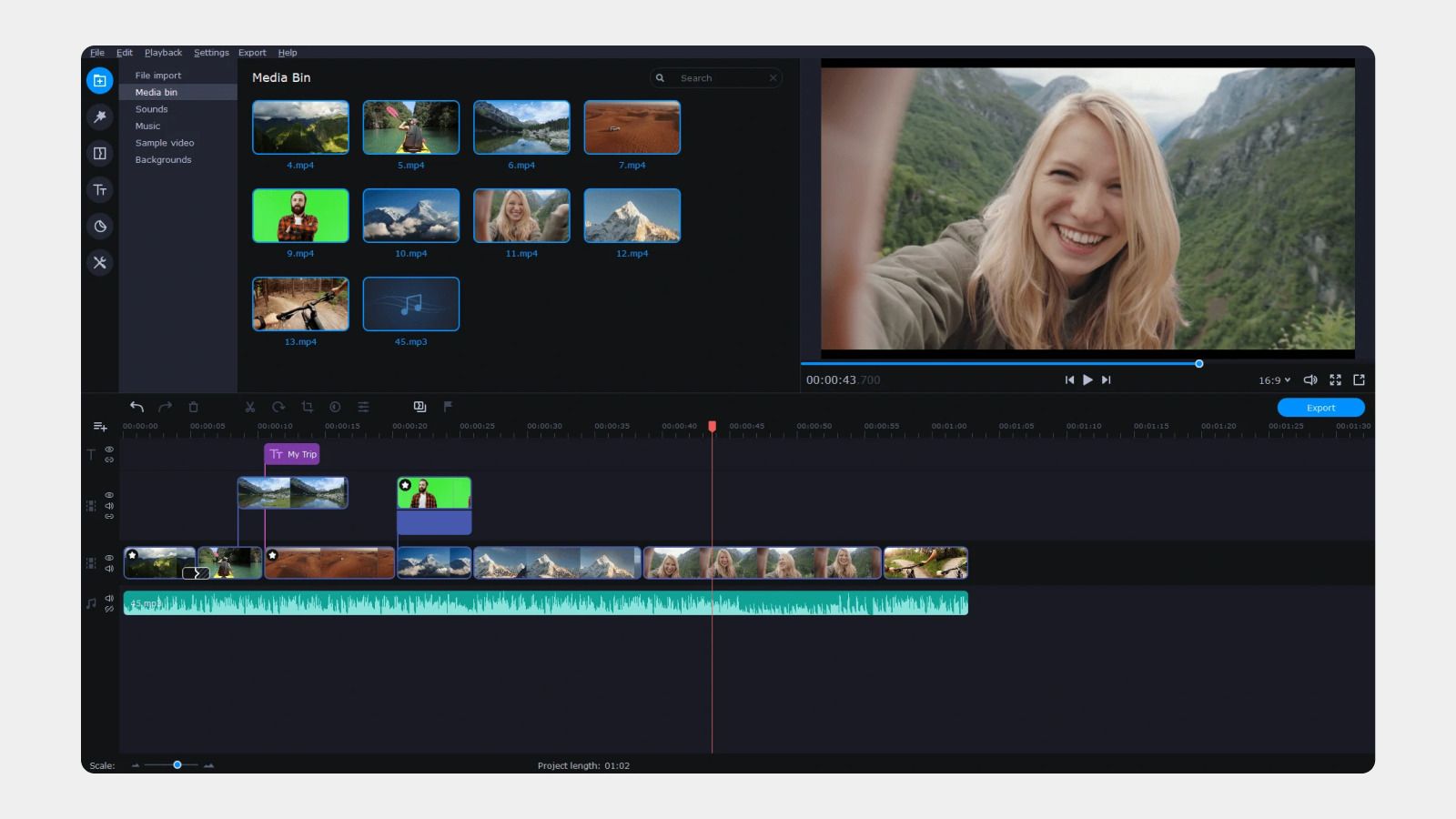 Интерфейс Movavi Video Editor