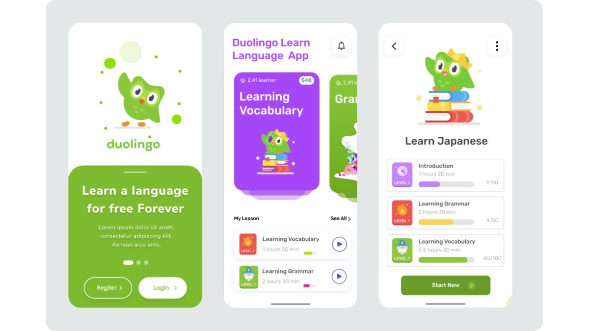 Интерфейс Duolingo