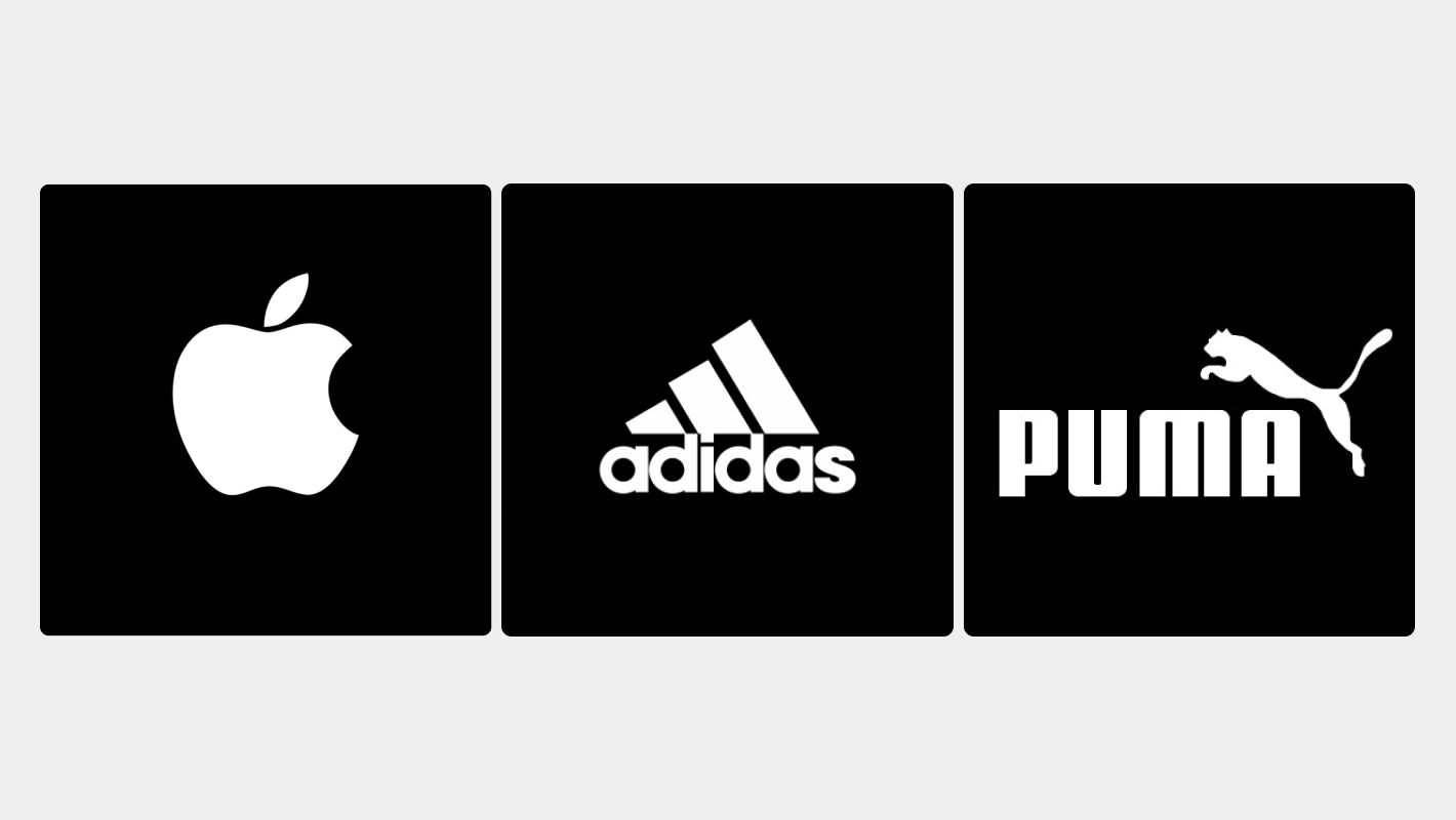 Использование белого цвета в логотипах Apple, Adidas, Puma
