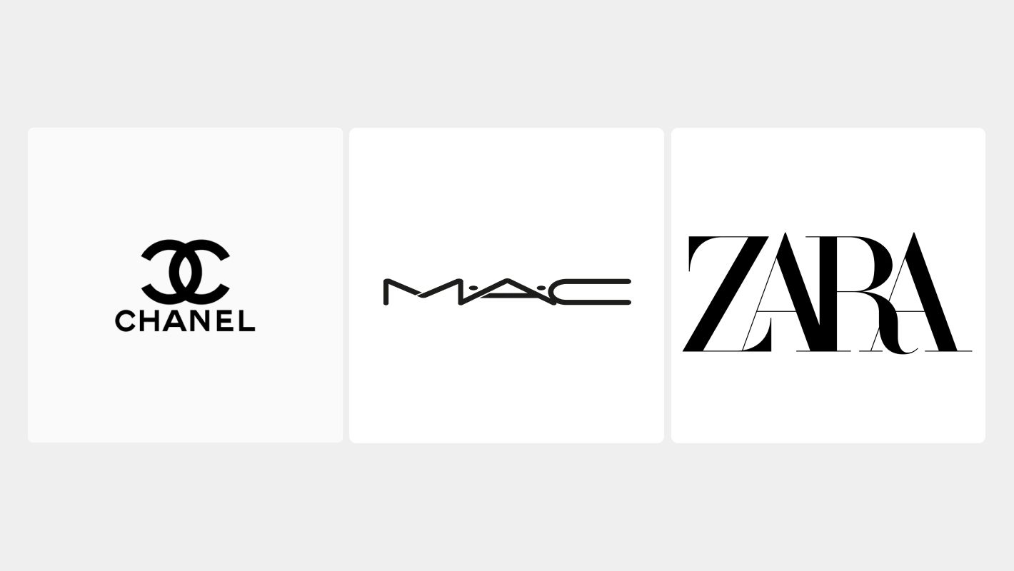 Использование черного цвета в логотипах Chanel, Mac, Zara