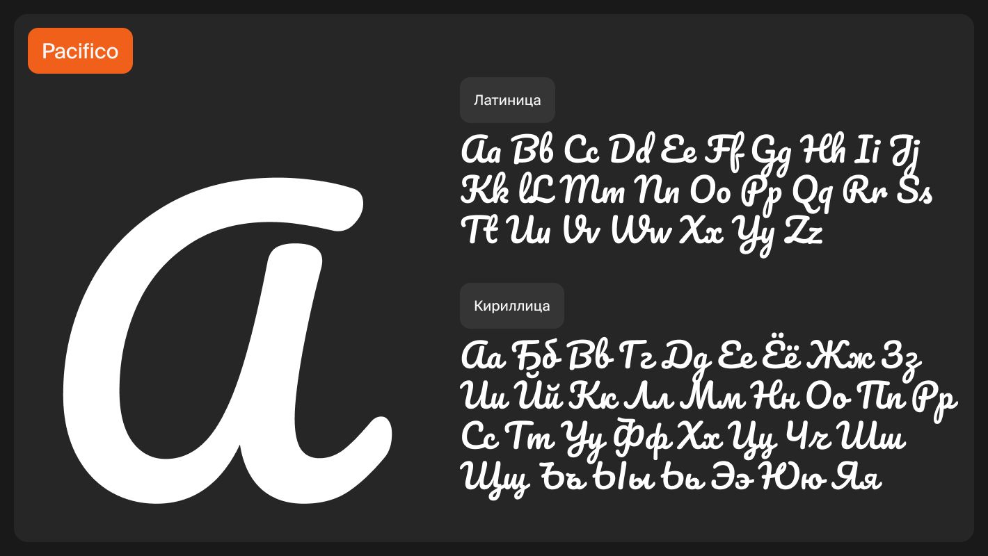Шрифт Pacifico как пример декоративного шрифта