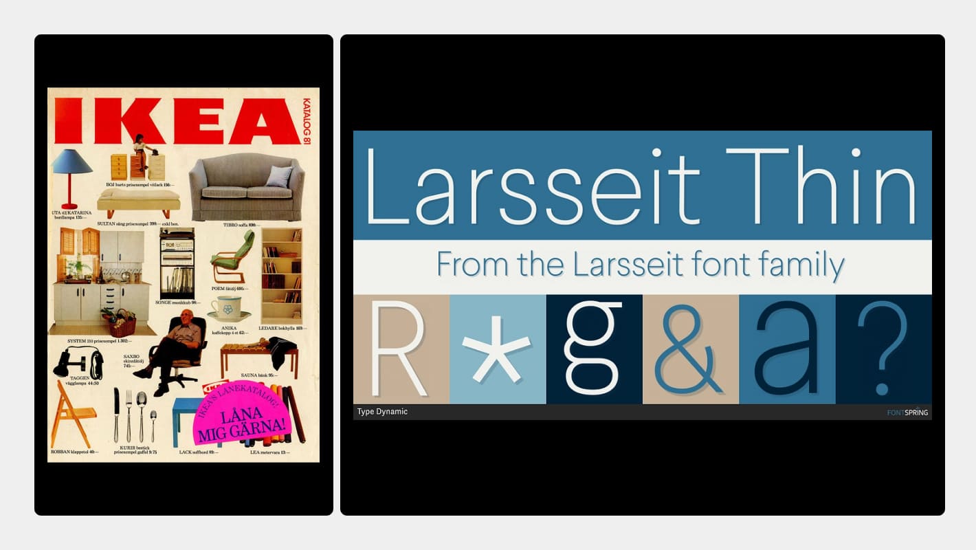 Обложка каталога IKEA и шрифт Larsseit как примеры скандинавского стиля