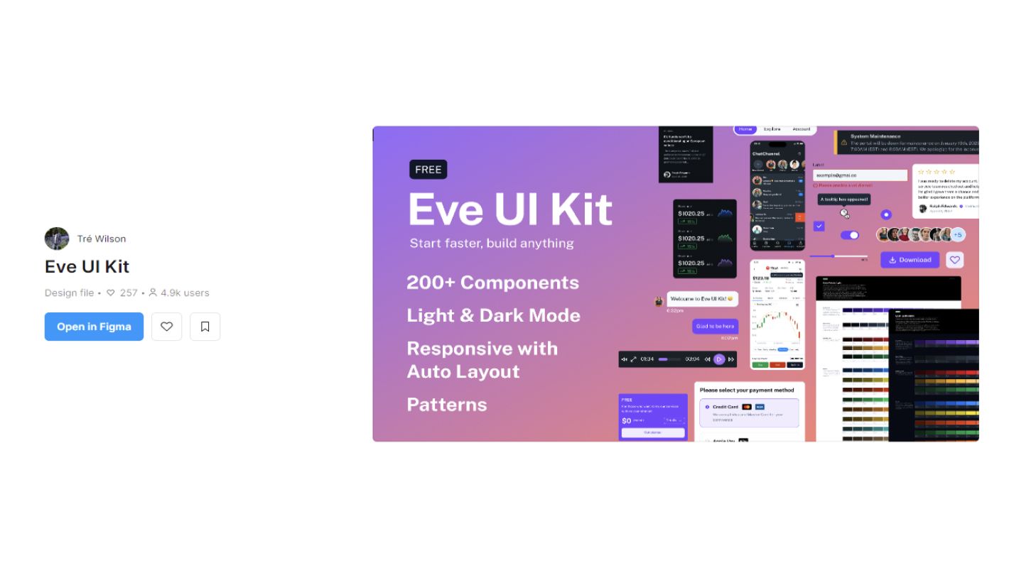 Интерфейс Eve с инструментами для создания интерфейсов