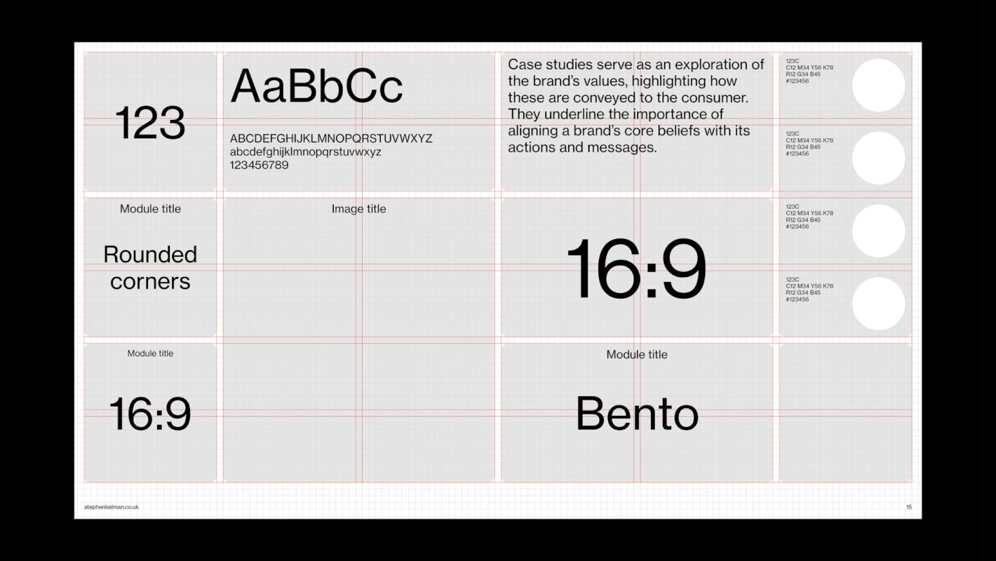 Пример дизайн-системы Bento Style Presentation Grid System for InDesign